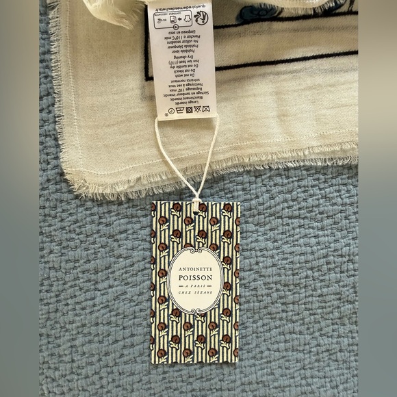 NWT SezanePio Scarf - Sezane x Antoinette Poisson Blue Birds Print - Picture 6 of 7